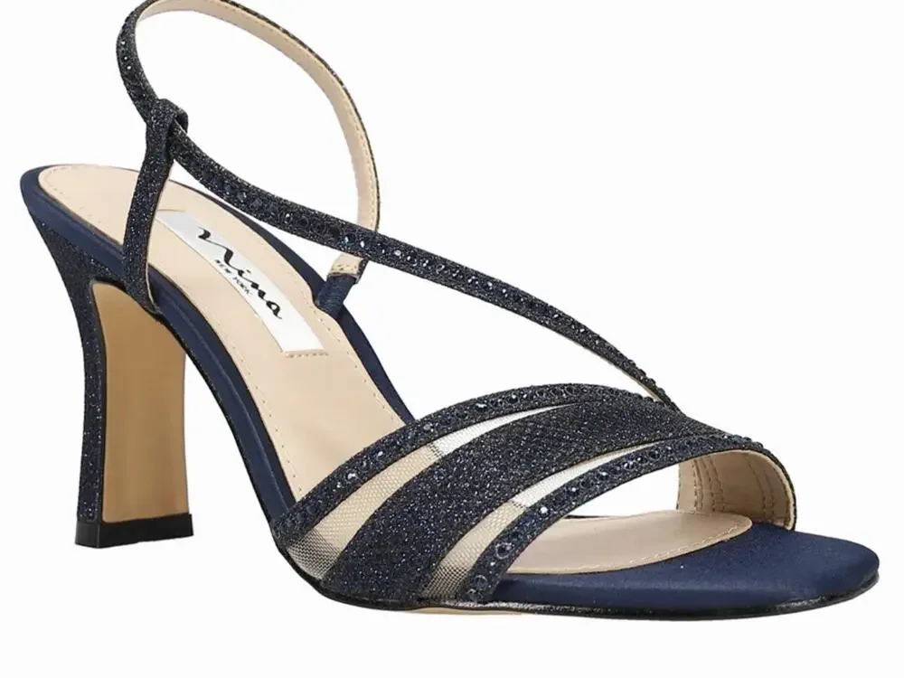 Abbi Rhinestone Sling Back Blue Sandals Size 10m (SRC)